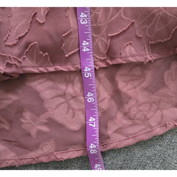 Feminine Pink Floral Burnout Jacquard Wrap Midi Dress Flutter Sleeve Torrid Sz 6 - Picture 12 of 13